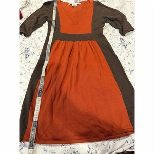 Max Studio Women's M Brown Orange Color Block Knit Dress 3/4 Sleeve